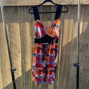 A STUDIO Femme (Size 1X) Multi Coloured Flowered Dress ~6463-001